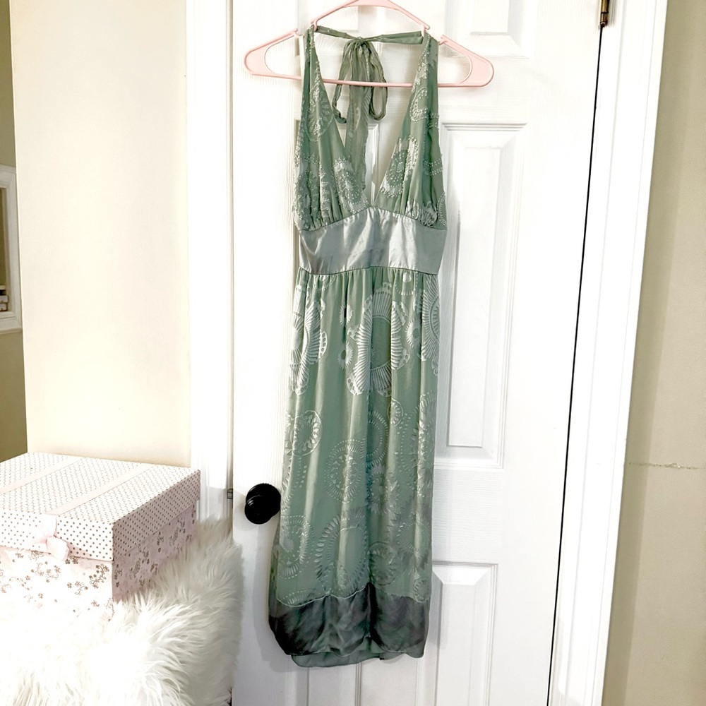VTG Arden B. Green Halter Prom Dress